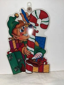 "Se adhieren de ventana vintage regalos de elfo de Navidad adhesivos de color EE. UU. 10""" - Imagen 1 de 2