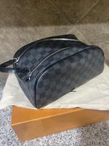 Authentic Louis Vuitton Dopp Toilet Pouch Gray / Black - Picture 1 of 20