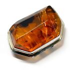 925 Solid Sterling Silver Real Cognac Baltic Amber Designer Bolo Tie 1.4 in 25 g