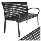 Garden Bench Park Terrace Furniture Outdoor Painted Steel Black 126x62x81.5cm