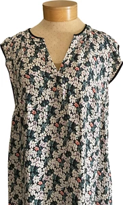 Loft Women's Plus Floral Dress Size 18 Pockets Tie Waist Rayon Green/Pink - Picture 1 of 10