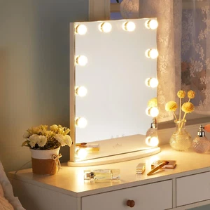 LUXFURNI Vanity Tabletop Hollywood Makeup Mirror with USB-powered Dimmable Light - Picture 1 of 6
