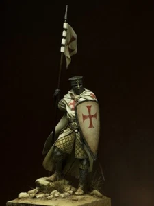 Caballeros Templarios con bandera 90 mm pintado en miniatura soldado de juguete | Museo - Imagen 1 de 5