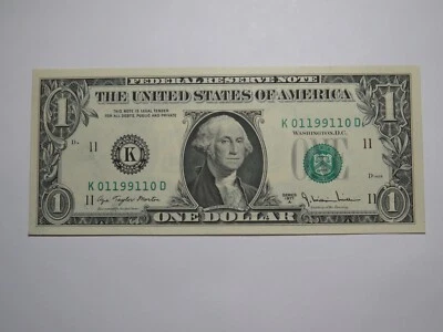 $1 1977 Radar Serial Number Federal Reserve Currency Bank Note Bill UNC 01199110 - Image 1 of 2
