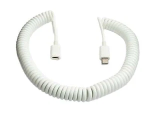 SYSTEM-S USB 2.0 Cable 3M Micro B Enchufe A Enchufe Espiral Adaptador en Blanco - Zdjęcie 1 z 4