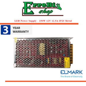 ALIMENTATORE TRASFORMATORE 150W 12.5A DC12V AC240V MORSETTIERA METALLO ELMARK - Foto 1 di 1