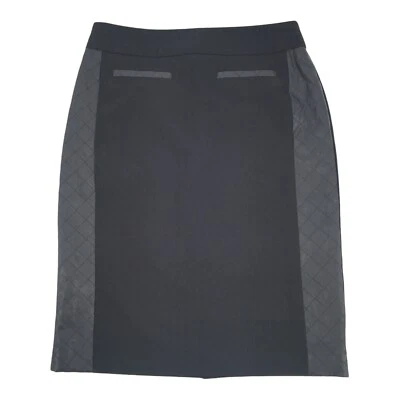 Calvin Klein Acolchado Imitación Cuero Panel Lateral Falda Lápiz 2 Negro Sólido XS CK Foto 1 de 4