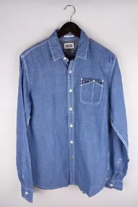 Tommy Hilfiger Denim Men Casual Shirt Blue Check Cotton size S - Picture 1 of 7