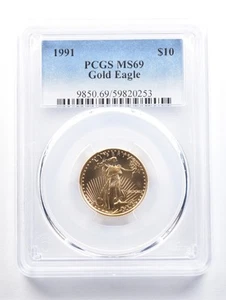 1991 $10 American Gold Eagle 1/4 Oz Gold MS69 PCGS *0904 - Picture 1 of 3