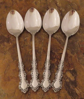 Oneida Shelley Cube Set of 4 Teaspoons Spoons USA Stainless Flatware Lot H - Image 1 of 4