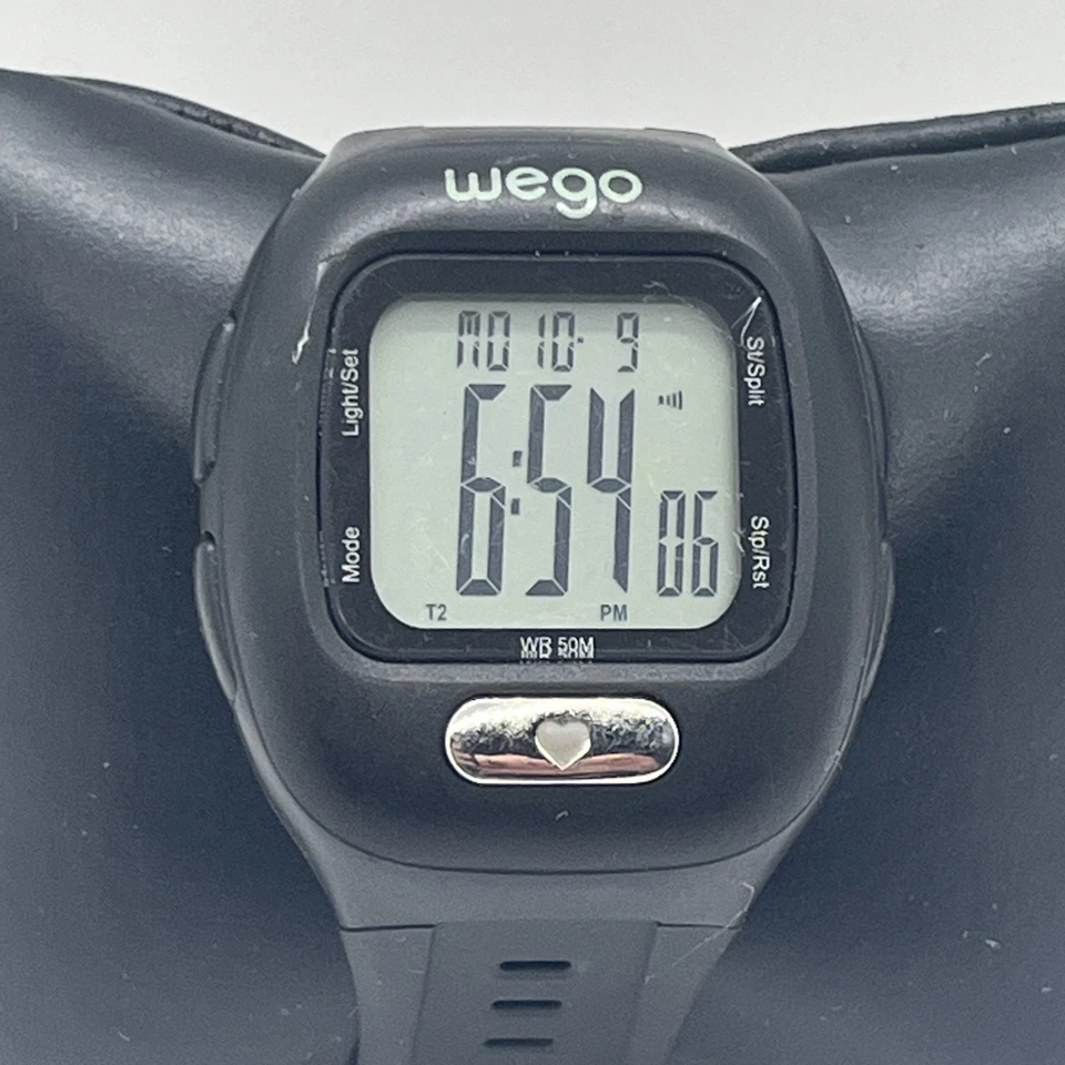 Relógio Wego unissex sensor de frequência cardíaca e oxigênio pulseira de borracha preta como está - Imagem 1 de 4