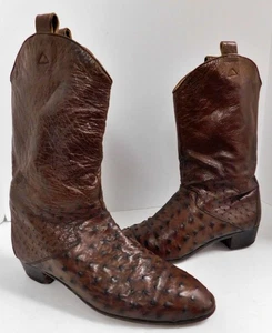 Herren Braun Echt Strauß Westernstiefel Handarbeit aus Eppy & Eppy 9,5 D - Bild 1 von 10