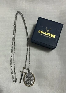 Archangel Michael Silver Pendant Necklace with Sword Viking-Inspired 14” NIP - Picture 1 of 8