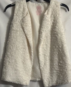 Faded Glory Small 6-6x elfenbeinfarben Kunstfell vorne offen ärmellos gefüttert Weste Jacke - Bild 1 von 11