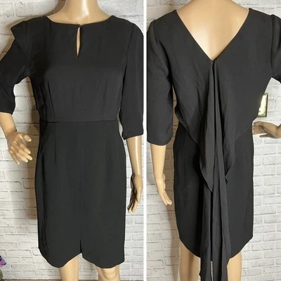 Lafayette 148 New York Vestido Vaina Negro 4 Seda Corbata Hasta la Rodilla Foto 1 de 4