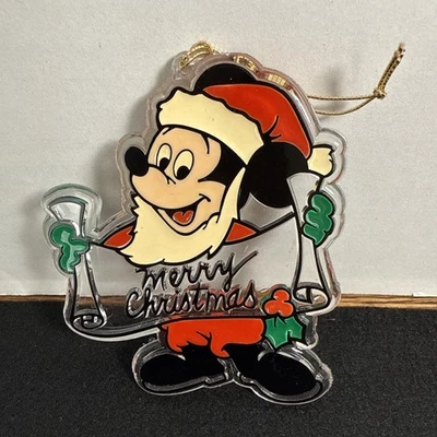 VTG 1980/90s Walt Disney Sun Catcher Ornament Mickey Mouse Merry Christmas 4"S - Image 1 of 3