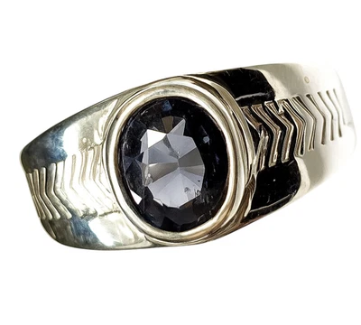 Da Uomo 925 Anello Argento Sterling Misura 9.25 US Naturale Spinello Gemma per - Immagine 1 di 4