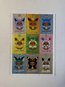 Pokemon Lets Go Eevee Database Poncho Uncut Sheet Gold Ice Holo US Seller - Picture 1 of 2
