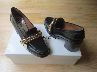 $950 Givenchy Cadena Logo Bomba 60mm Mocasín Zapatos Negro Brillante Becerro 39.5 EE. UU. 9 NUEVO EN CAJA Foto 1 de 4
