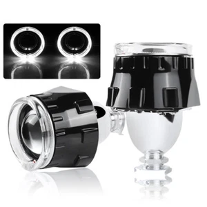 2X RHD 2.5" HID Bi-Xenon Headlight Projector Lens White LED Angel Eye Retrofit - Picture 1 of 10