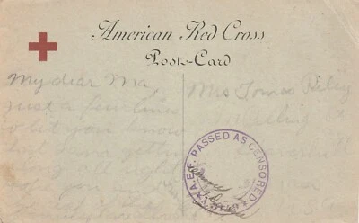 1918 USA WWI censored card sent from France to Cloverhill USA - Image 1 of 2