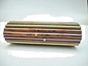 svuotatasche deco 1940 contenitore in Teak con inserti in ottone - Picture 1 of 7