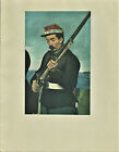 Vintage Colour Illustrated Print Soldier With Rifle By douard Manet 1946