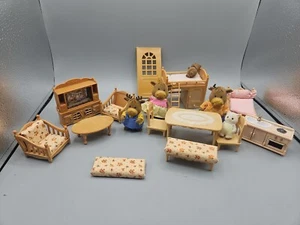 Calico Critters Playset, Living Room, TV, Tables, Chairs, Beds, Moose Family, - Picture 1 of 11