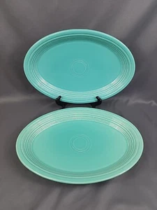2pc HLC Fiestaware, Large Oval Serving Platter, Fiesta, Turquoise 13.5" x 9 3/8" - Picture 1 of 12