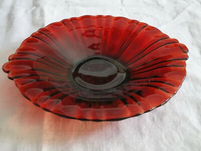 Anchor Hocking OLD CAFE ROYAL RUBY Pattern 8½" Tab Handled Tray / Bon Bon - Image 1 of 3