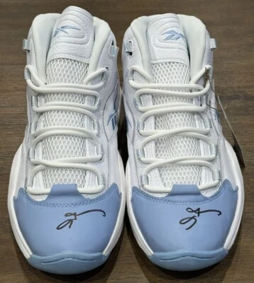 Allen Iverson Autographed Pair Of Reebok Question Mid Blue Sneakers & 2 JSA COAs - Image 1 of 4