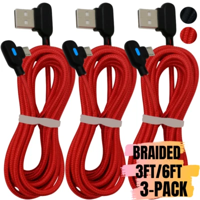 3Pcak 3/6ft Heavy Duty Micro USB Fast Charger Data Cable Cord For Samsung LG HTC - Image 1 of 4