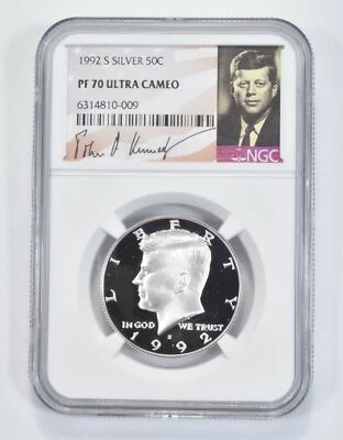 1992 S SILVER PF70 UCAM Kennedy Half Dollar NGC Spl Label - Image 1 of 4