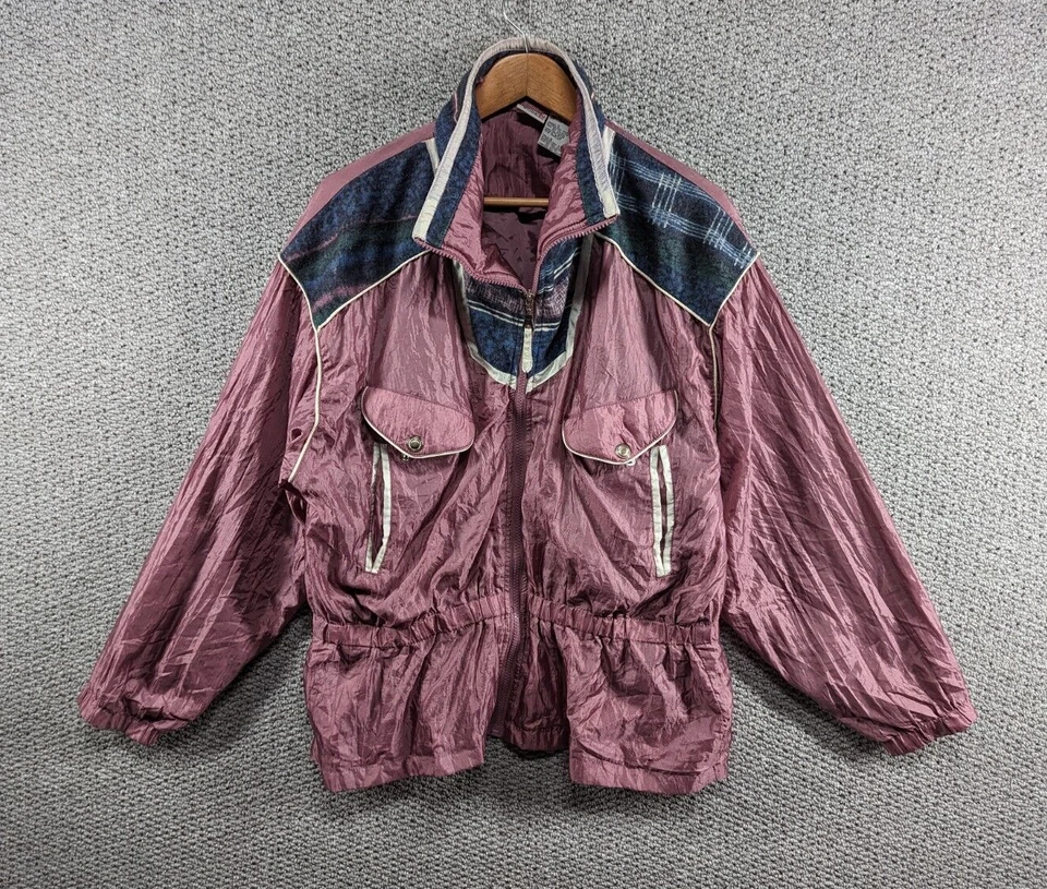 Chaqueta ATLETIC WORKS Vintage Años 80 Años 90 Rosa Cremallera Completa Nailon Festival Festival Talla L Foto 1 de 4