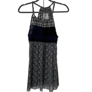Neu 98 $ Free People Vintage Mixed Media Neckholder Tunika Top Kleid Damen Small D5 - Bild 1 von 11