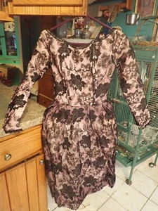 Vintage Jacques Heim Boutique of Paris Florence Lustig Black Lace Pink Dress - Picture 1 of 19