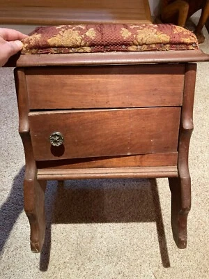 Antiguo Victoriano Udell Portátil Zapatero Banco Zapato Brillo Caddy Taburete Reposapiés Foto 1 de 4