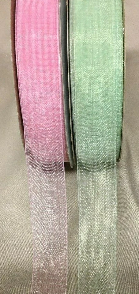 10 yards SHEER GINGHAM CHECK RIBBON 7/8" wide (your choice of 2 colors) - Image 1 of 1