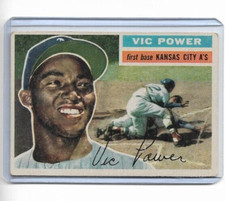 VIC POWER 1956 Topps Baseball Vintage Card #67 ATHLETICS - Good