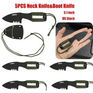 5Pcs Survival Pocket Knife Mini Neck Knife Portable Camping Boot Knives EDC - Picture 1 of 10
