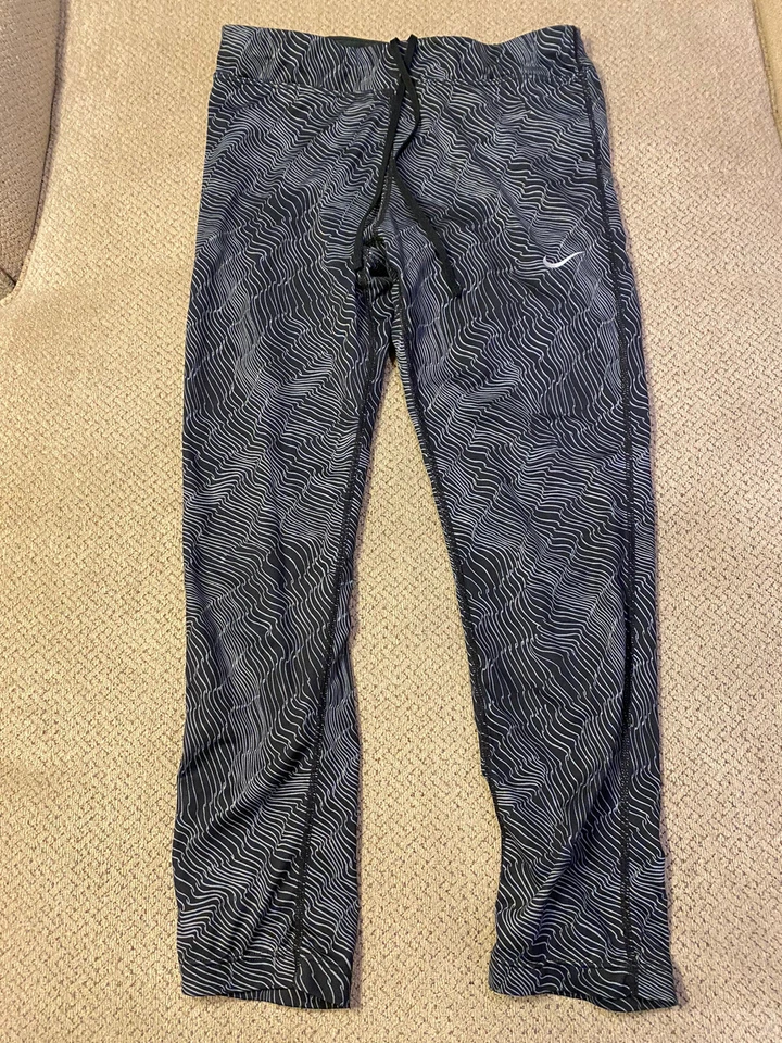 Мужские Nike спандекс 7/8 работает трико сжатия брюки маленький черный серый - Изображение 1 из 1