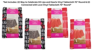 Way To Celebrate XOXO Lip & Connected W Love 70" Round Vinyl Tablecloth Lot of 4 - Picture 1 of 19