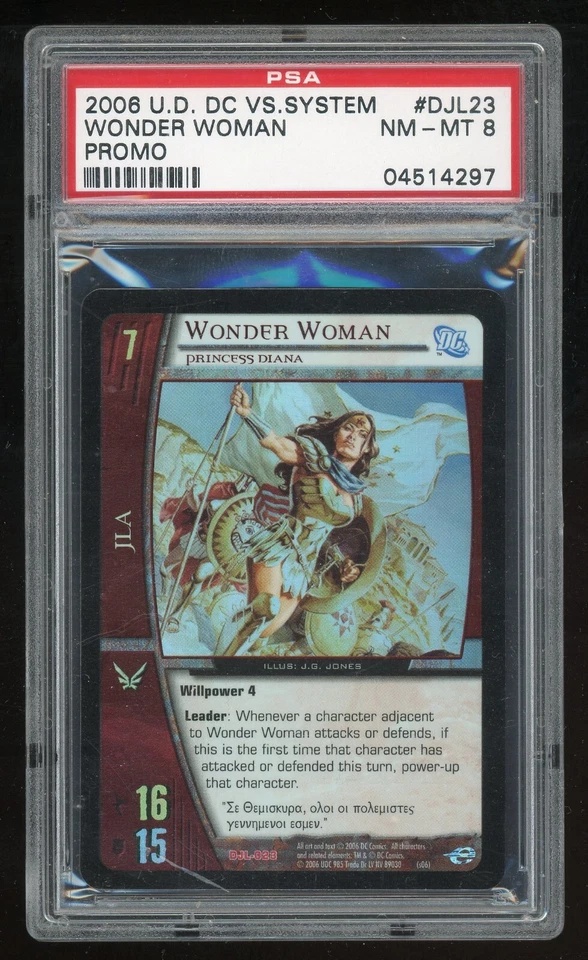 2006 Upper Deck DC Vs System Foil Promo Card Wonder Woman #DJL23 PSA 8 TCG - Image 1 of 2