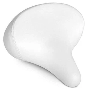 Comfortable Cruiser Bike Seat Extra Wide Bicycle Saddle with Suspension White - Picture 1 of 7