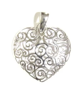 STERLING SILVER FILIGREE HEART PENDANT #5G200427 - Picture 1 of 2