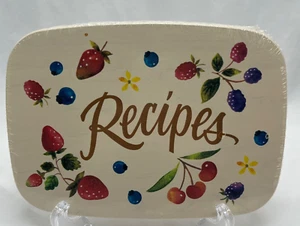 Longaberger Classic Recipe Card Basket Lid Only Fruit Decal Warm White NEW - Picture 1 of 7
