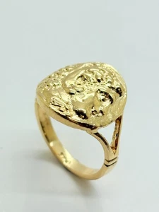 9ct Yellow Solid Gold Fancy Signet Ring - Picture 1 of 11