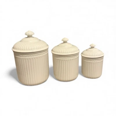 Vintage Mikasa Italian Countryside Canisters, Set Of 3, 8”, 7”, 5.5” - Image 1 of 4