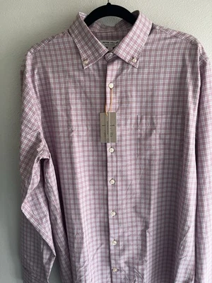 Nuevo con etiquetas Peter Millar Summer Comfort corona abotonada deportiva rosa L grande $160 Foto 1 de 4