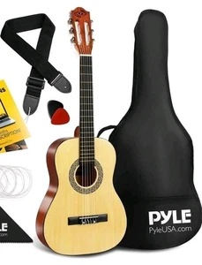Pyle Pro 34" Classic 6-String Acoustic Guitar Kit w/ 18 Frets & Brown Wood Body - Picture 1 of 10